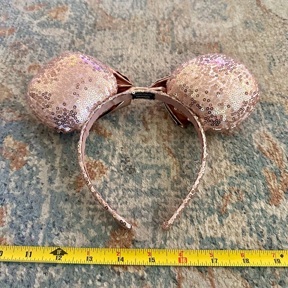 *NWOT* Disney Minnie Mouse Ears Headband, Rose Gold Sequins & Bow - Picture 3 of 4